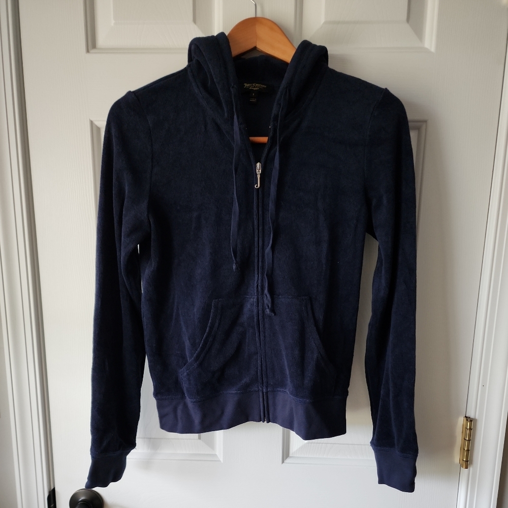 Juicy Couture Velour Velvet Zip Up Jacket Blue S Track Suit Jacket 90s